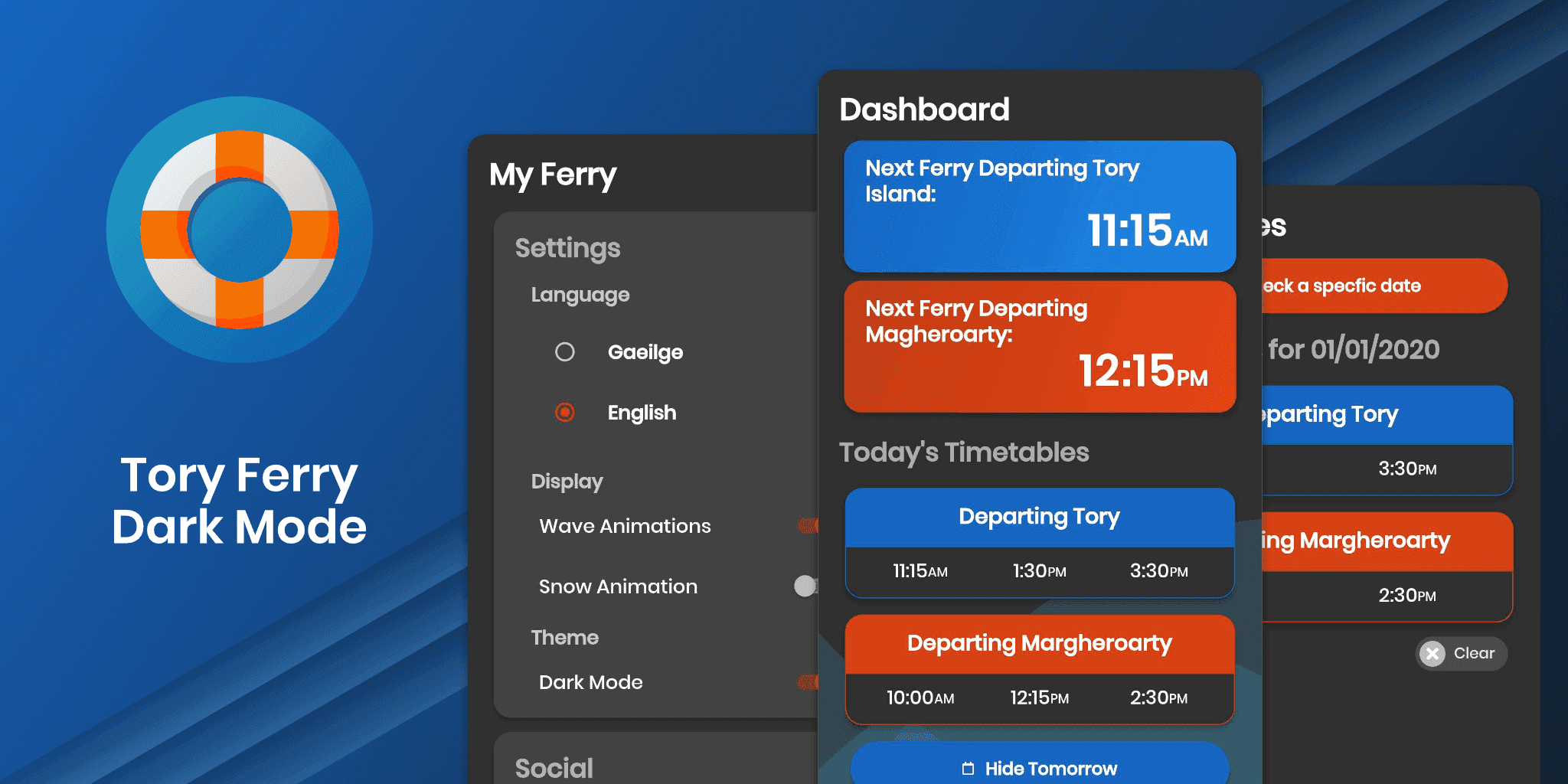 Dark Mode Arrives on the Arranmore and Tory Ferry Apps