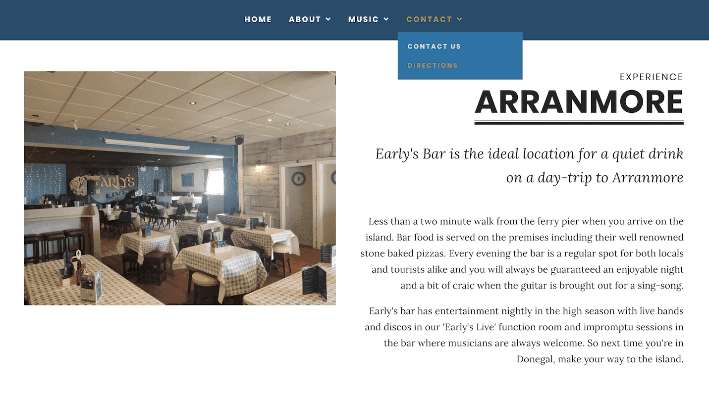 Website, Early's Bar, By Hexa Studios