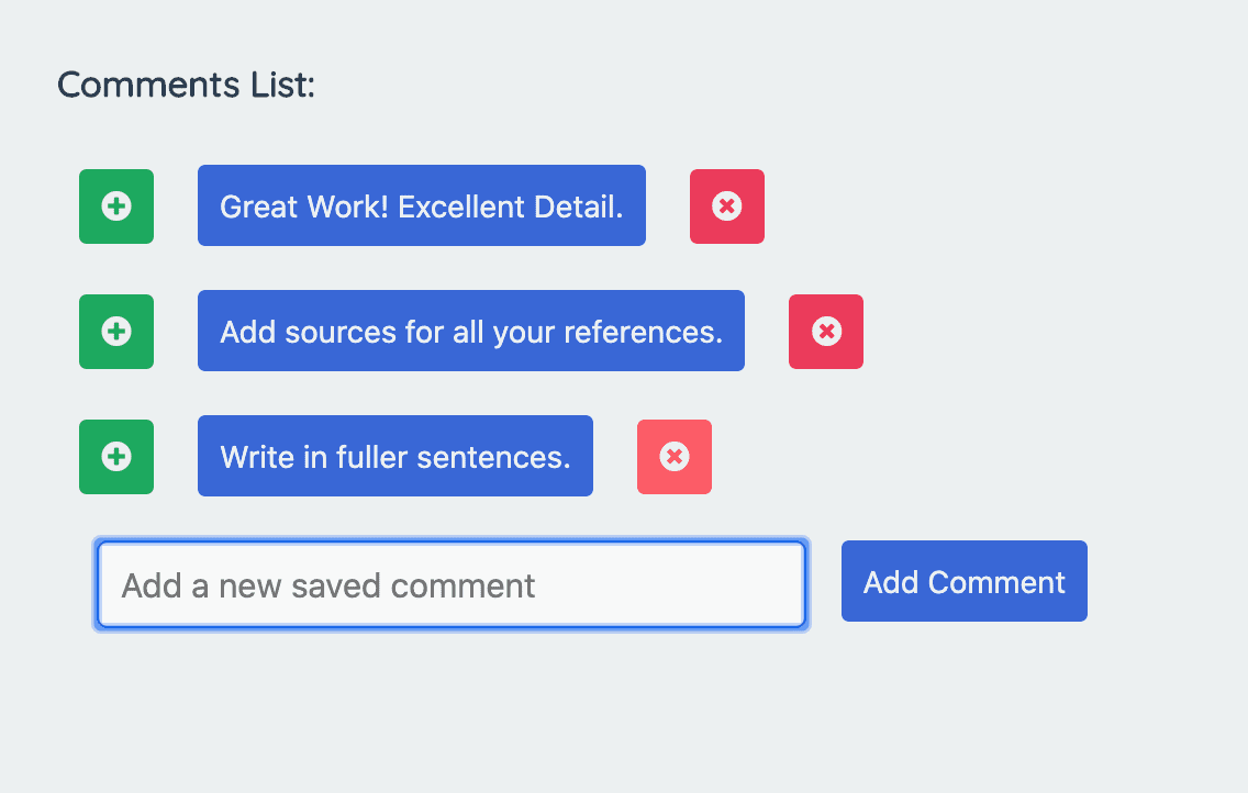 A screenshot for the Teacher's Feedback Generator