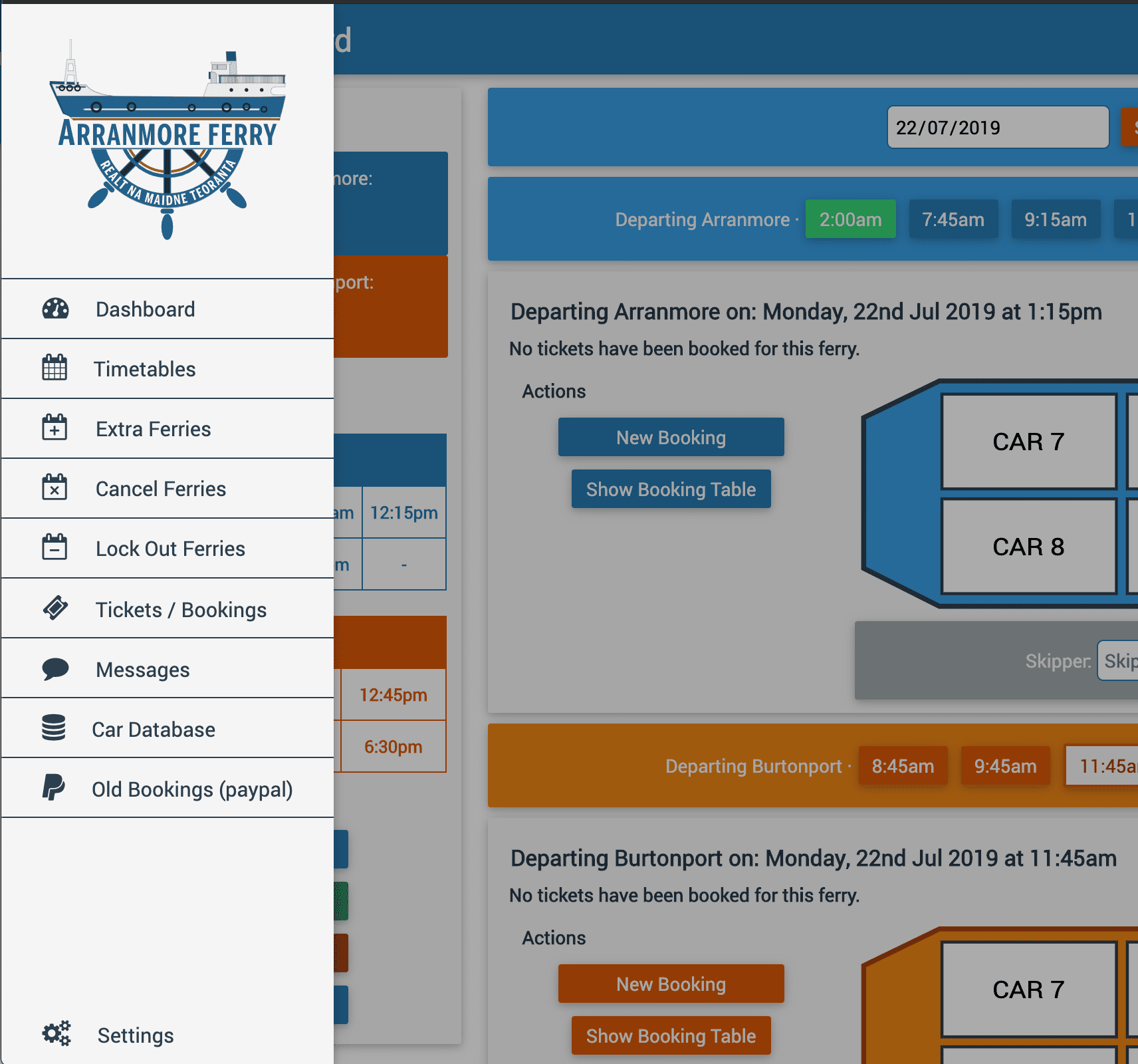 All our admin options