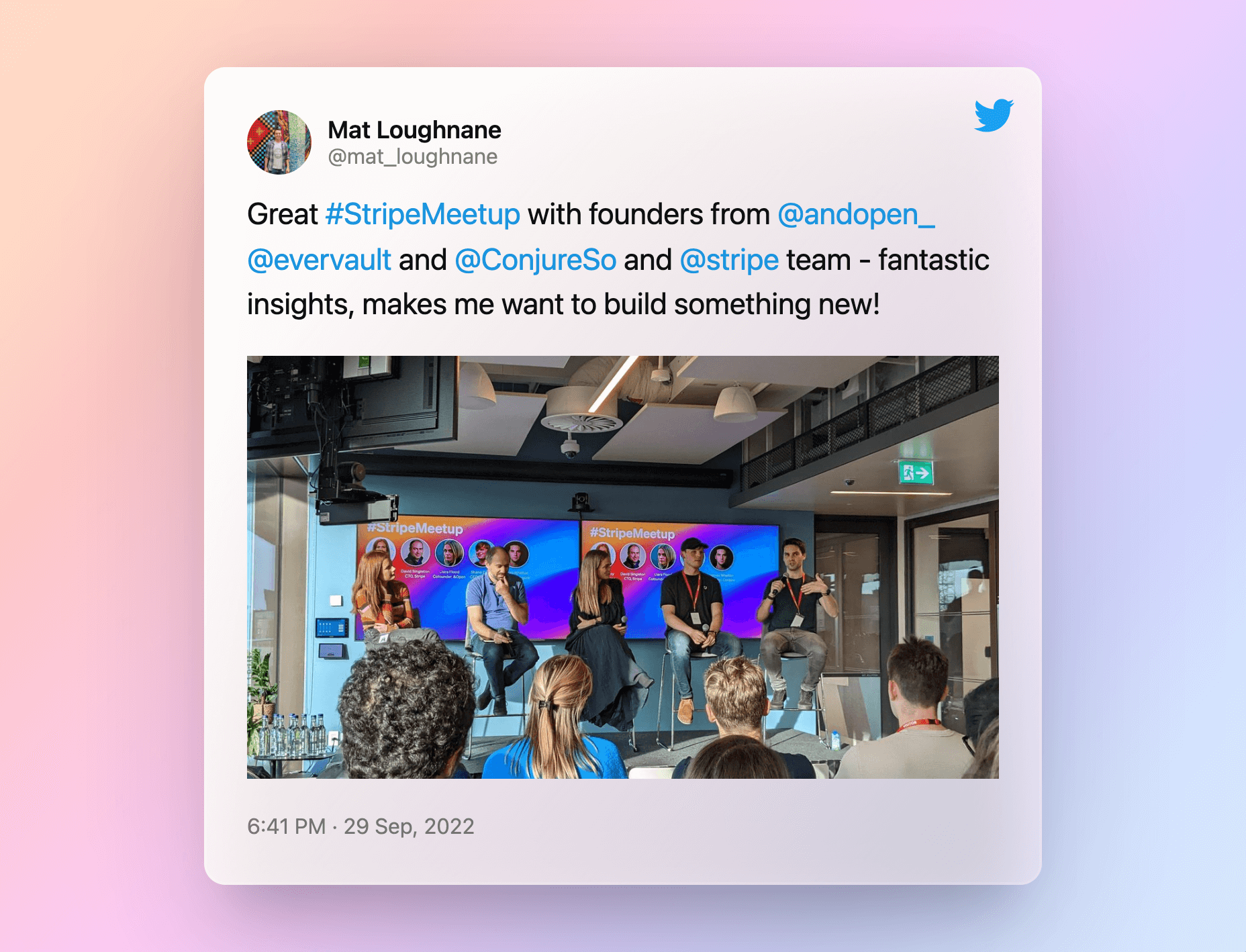 Stripe meetup tweet
