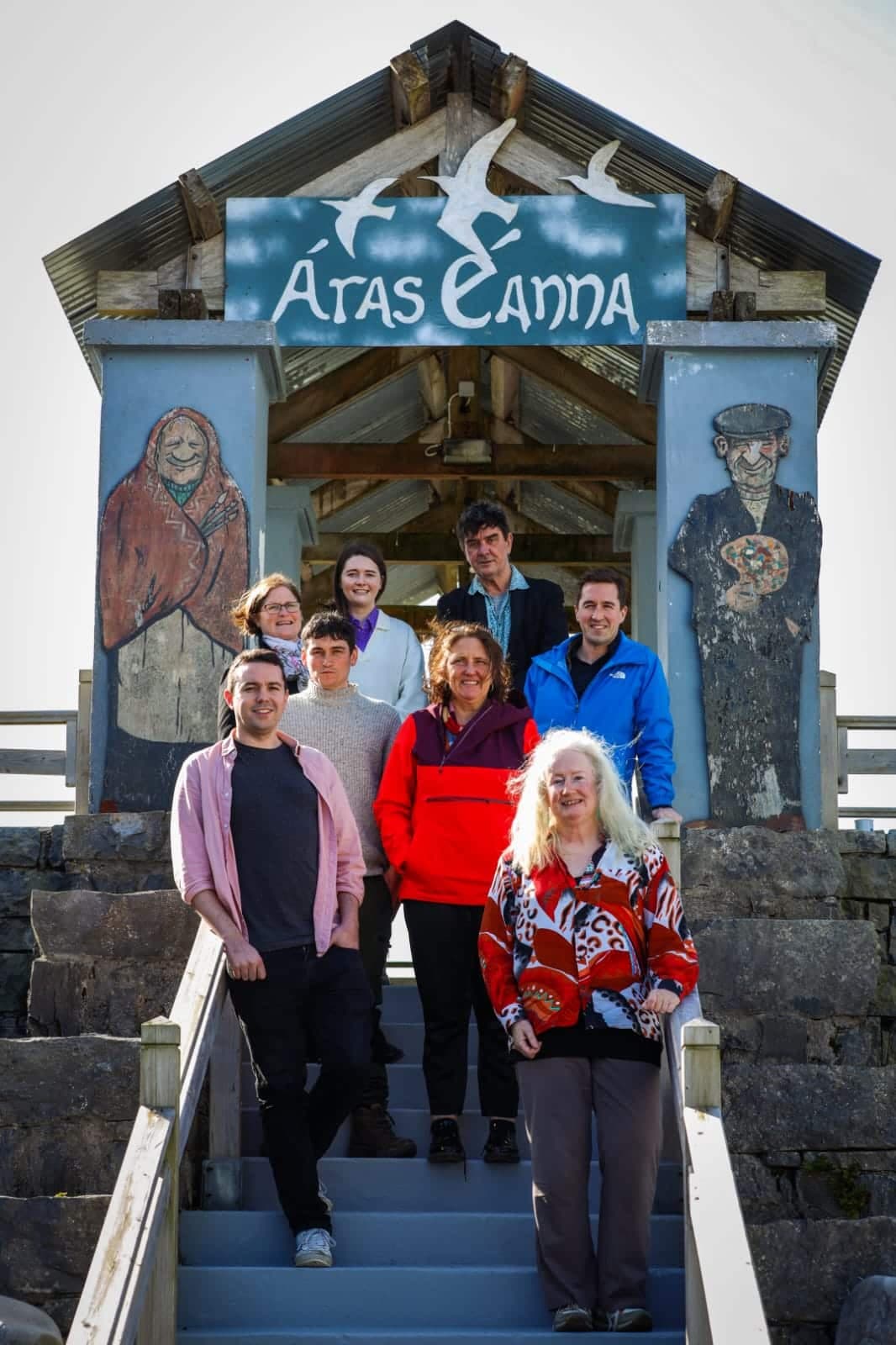 The team posing in front of Áras Éanna