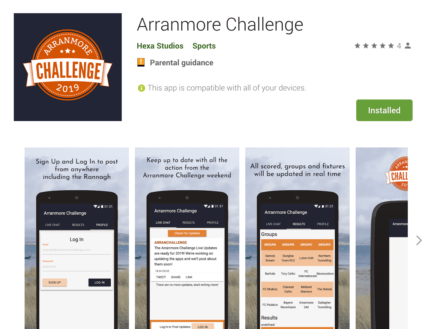 Arranmore Challenge Android App Store Listing