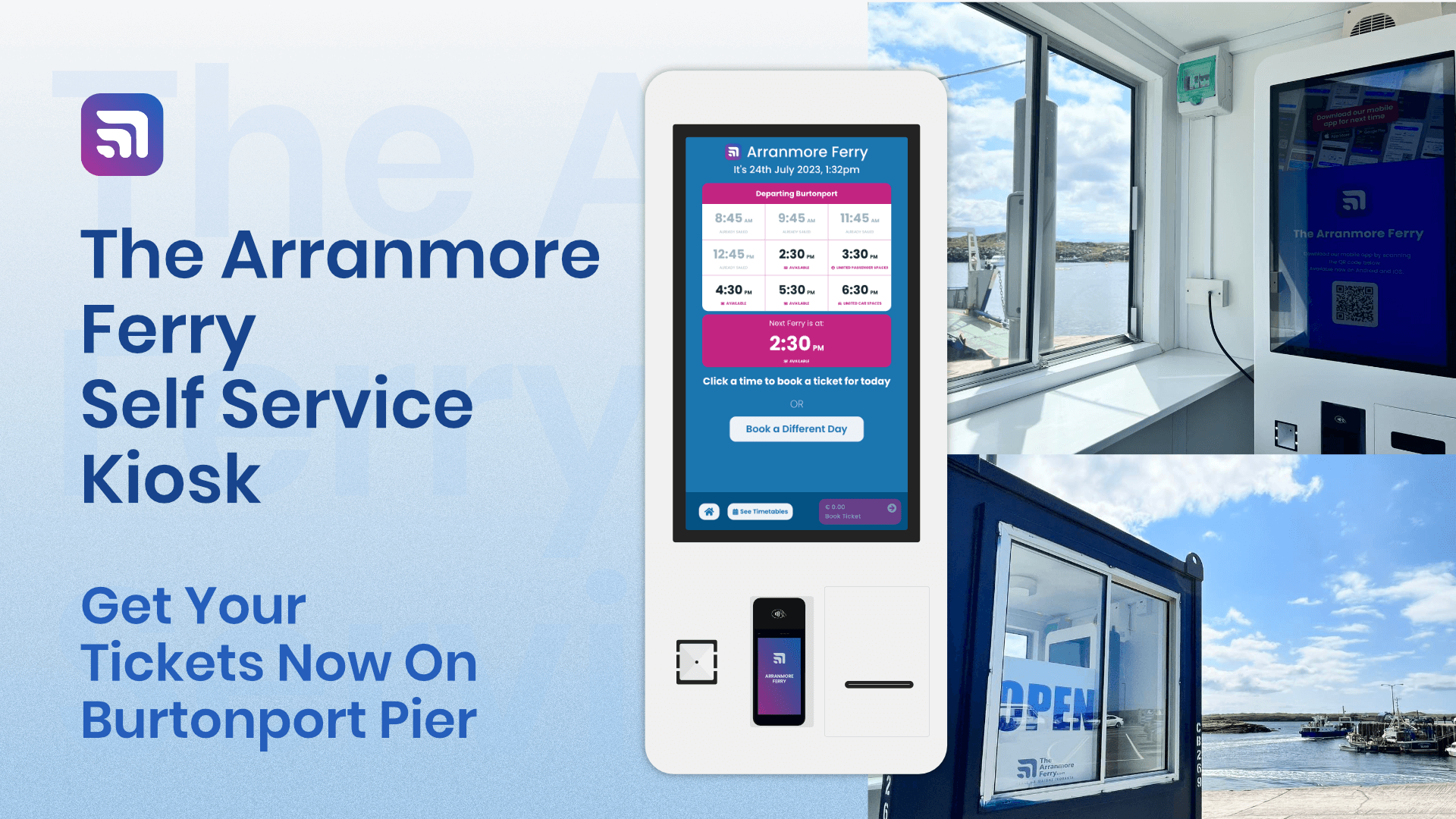 The Arranmore Ferry Kiosk is located on Burtonport Pier and is open now